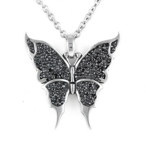 Black bright butterfly Necklace